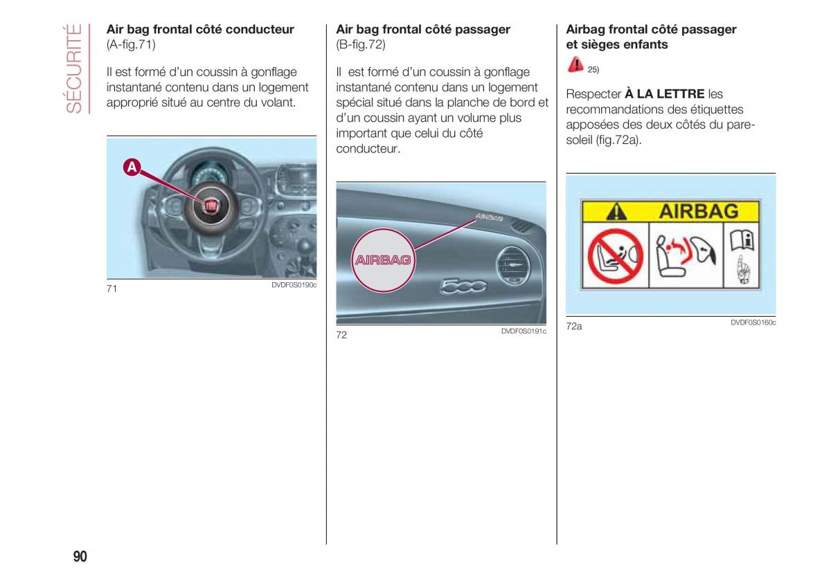 Fiat 500 manuel du proprietaire / page 92