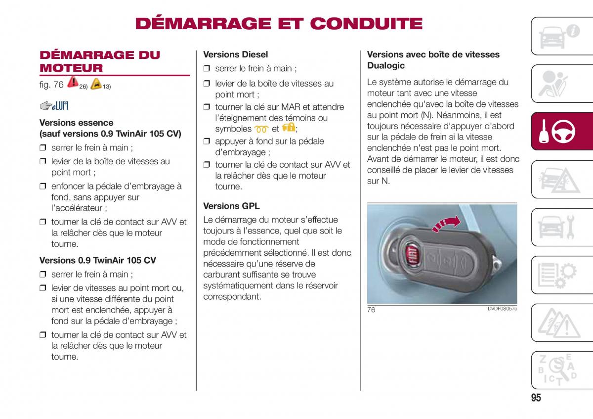 Fiat 500 manuel du proprietaire / page 97