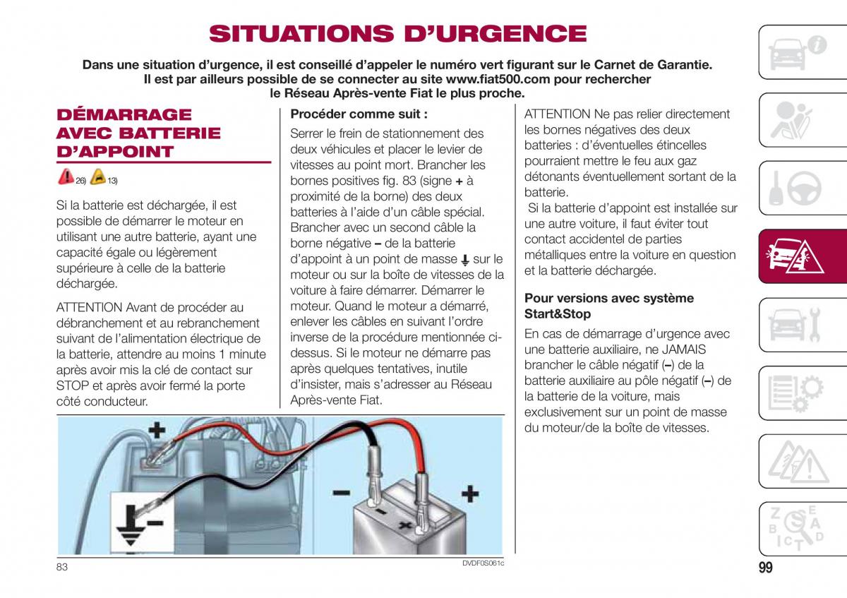 Fiat 500 manuel du proprietaire / page 101