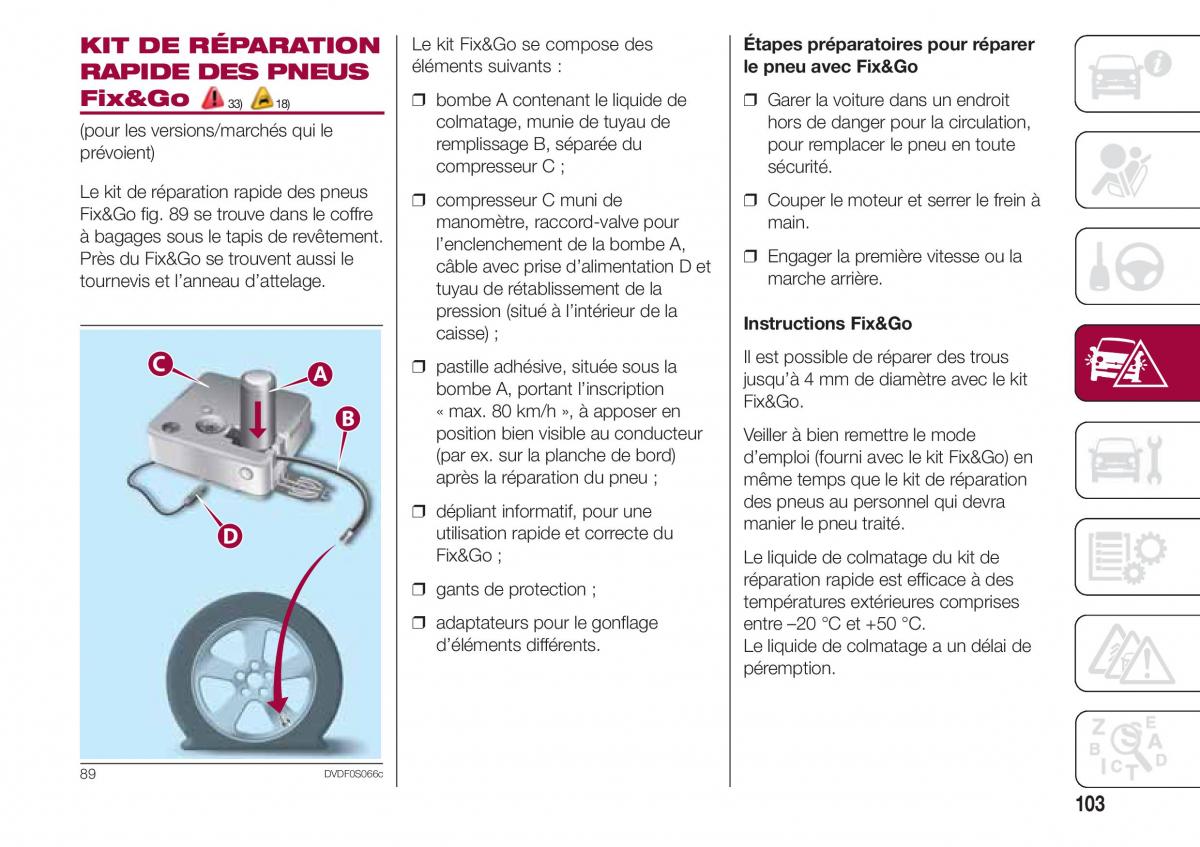 Fiat 500 manuel du proprietaire / page 105