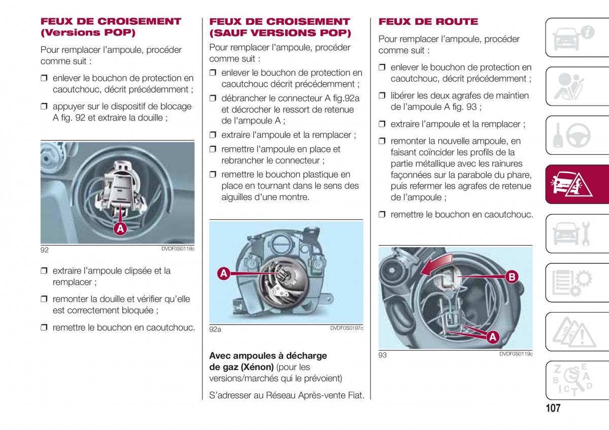 Fiat 500 manuel du proprietaire / page 109