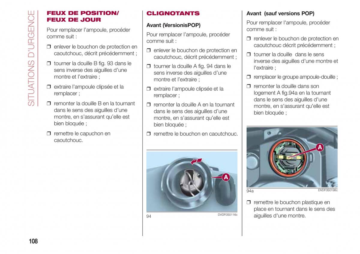 Fiat 500 manuel du proprietaire / page 110