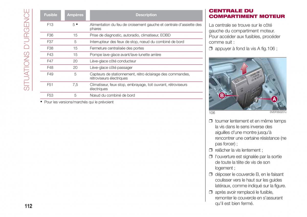 Fiat 500 manuel du proprietaire / page 114