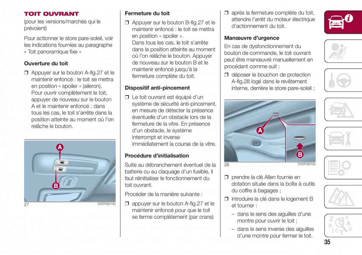 Fiat 500 manuel du proprietaire / page 37