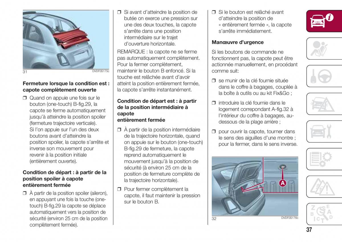 Fiat 500 manuel du proprietaire / page 39