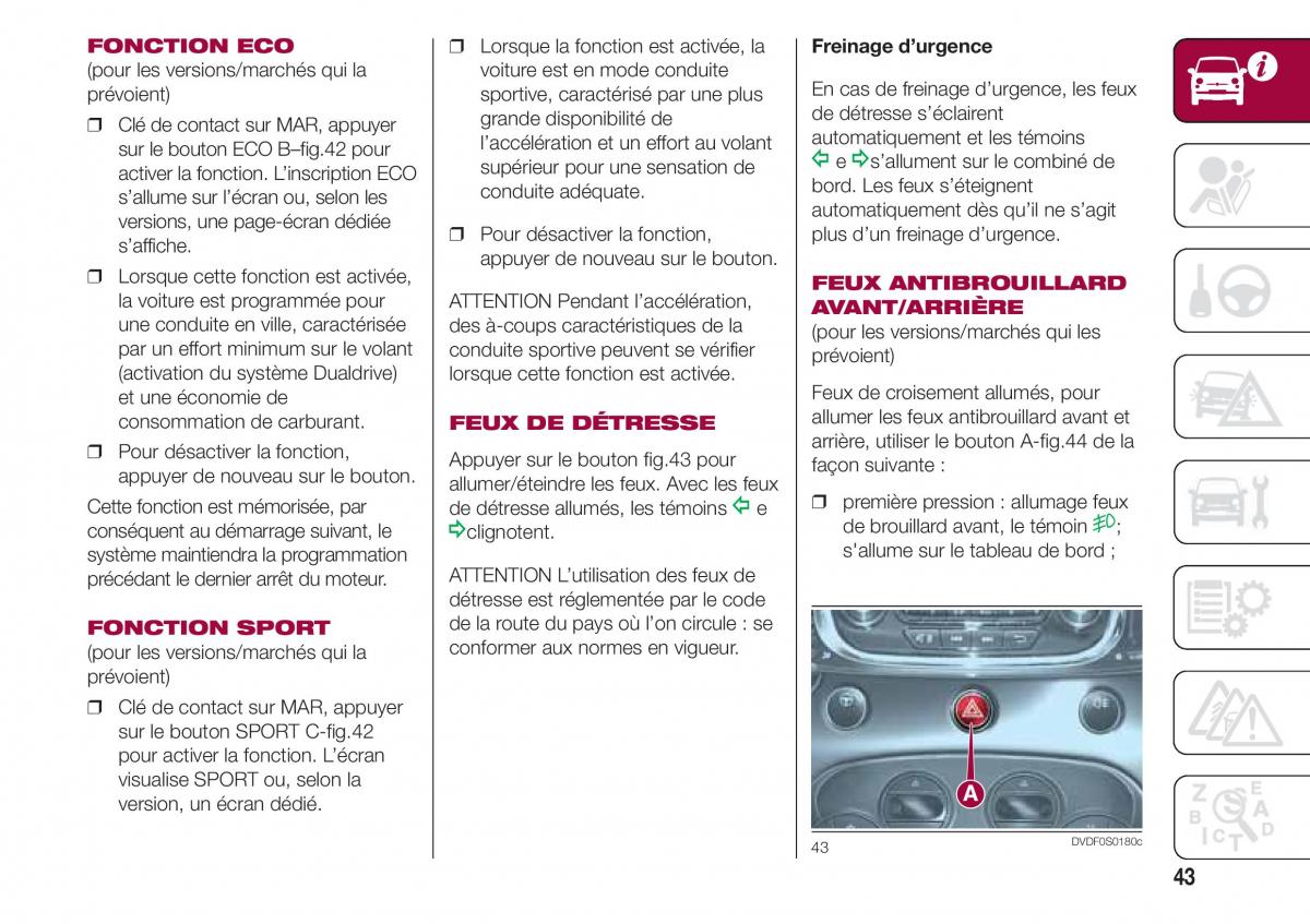 Fiat 500 manuel du proprietaire / page 45