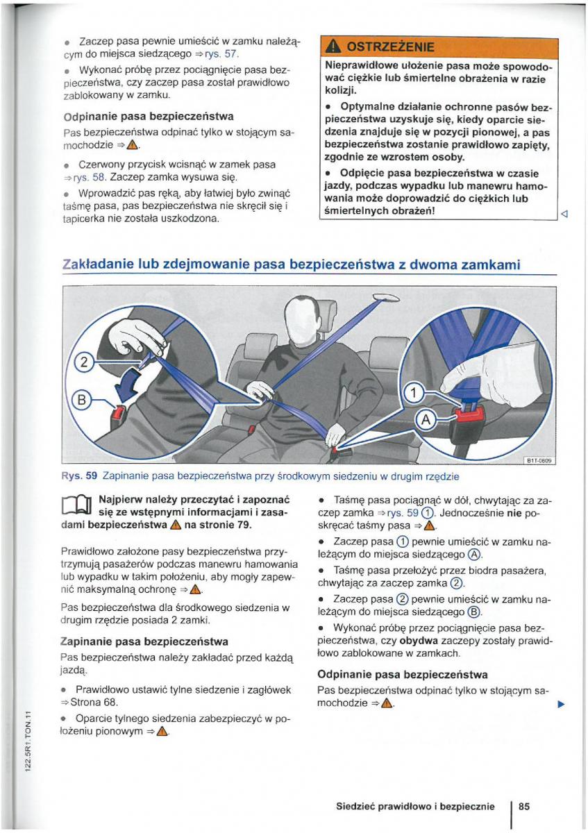 VW Touran I 1 2FL instrukcja obslugi / page 87