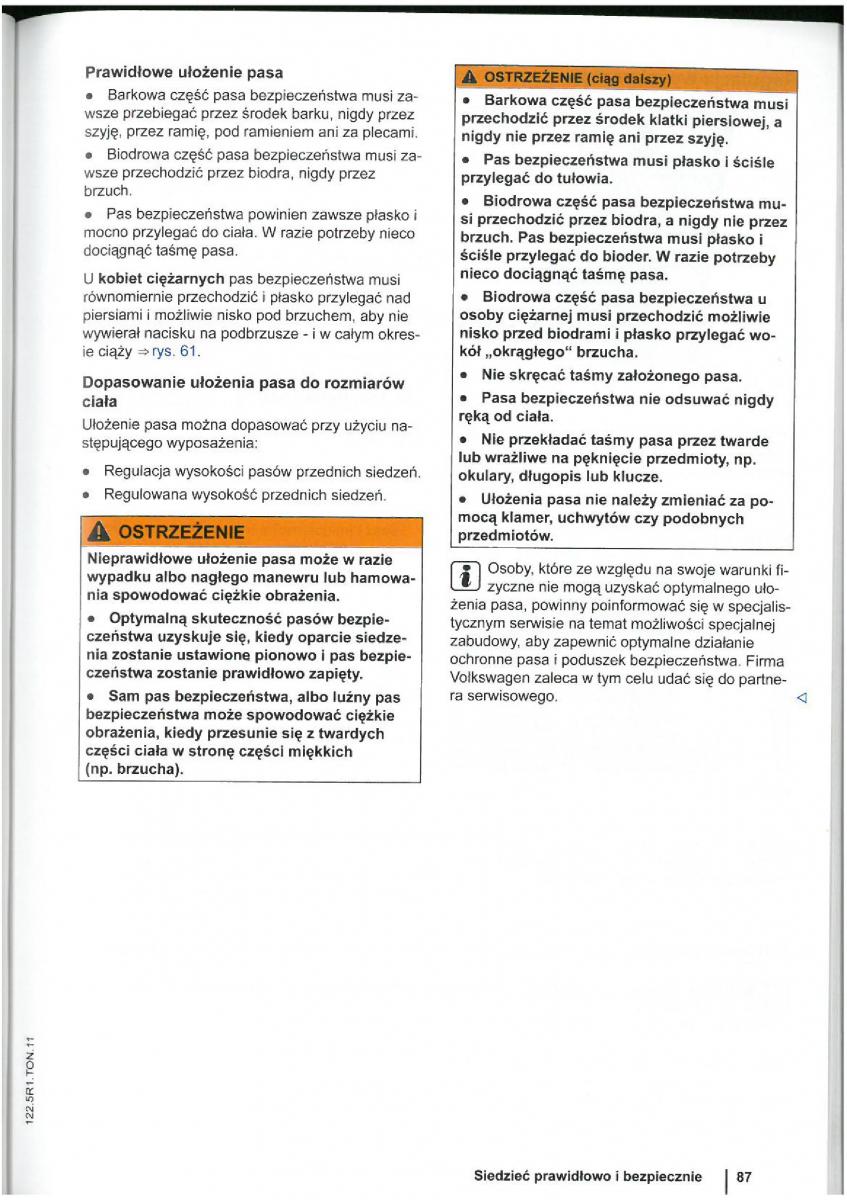 VW Touran I 1 2FL instrukcja obslugi / page 89