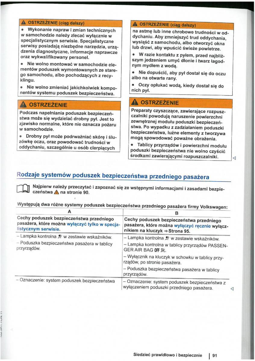 VW Touran I 1 2FL instrukcja obslugi / page 93