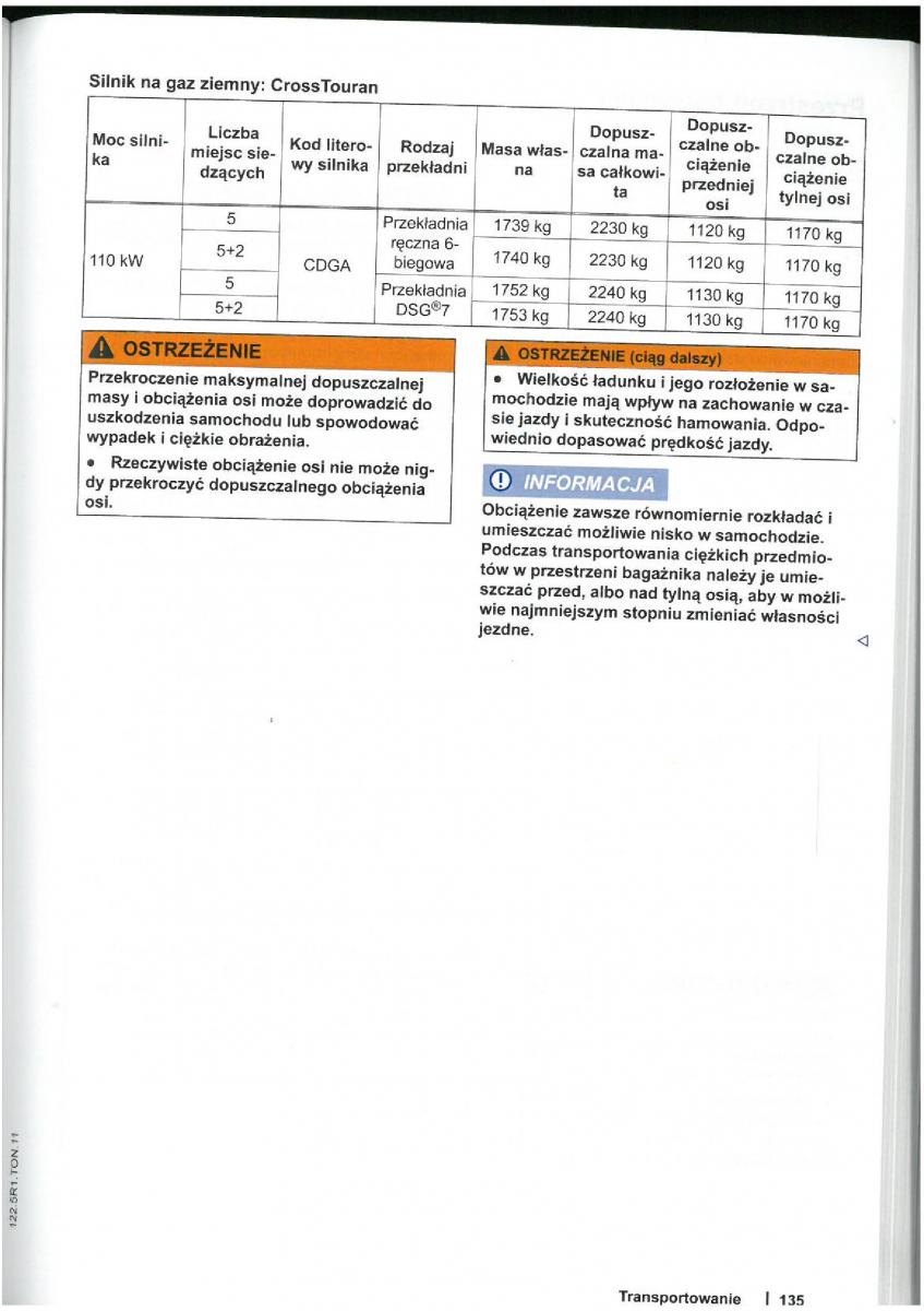 VW Touran I 1 2FL instrukcja obslugi / page 137