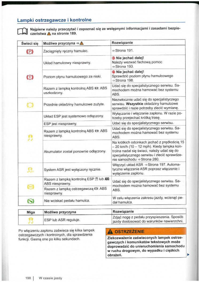 VW Touran I 1 2FL instrukcja obslugi / page 192