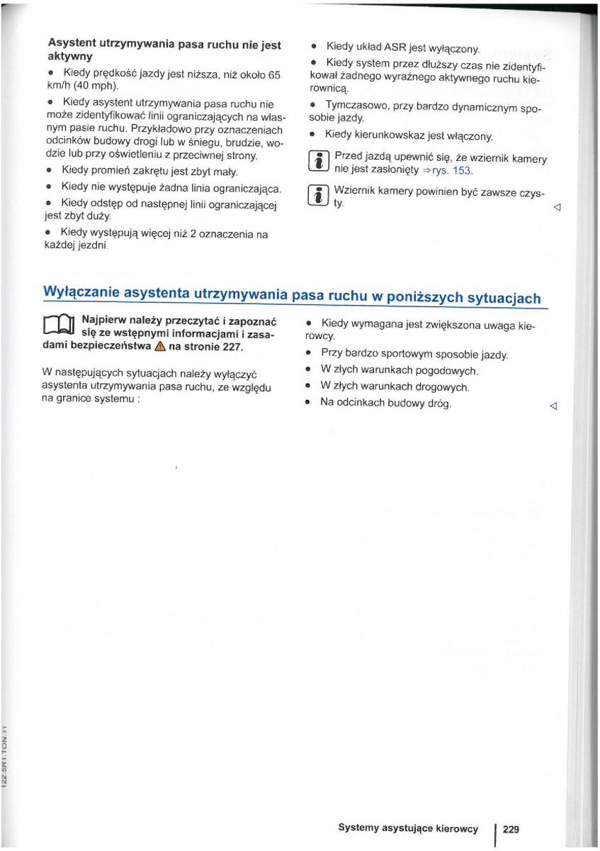 VW Touran I 1 2FL instrukcja obslugi / page 231