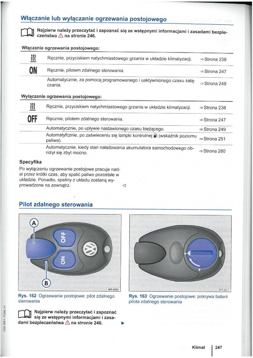 VW Touran I 1 2FL instrukcja obslugi / page 249