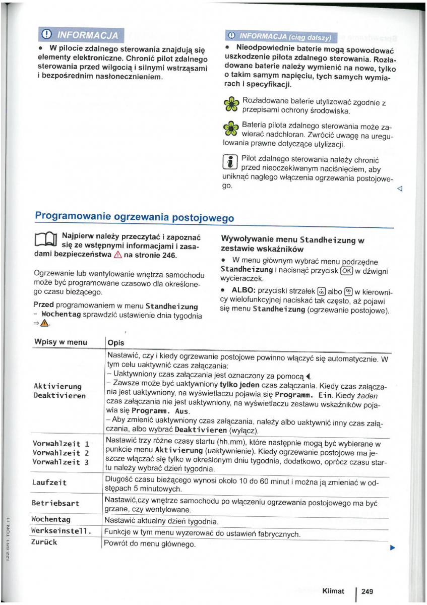 VW Touran I 1 2FL instrukcja obslugi / page 251