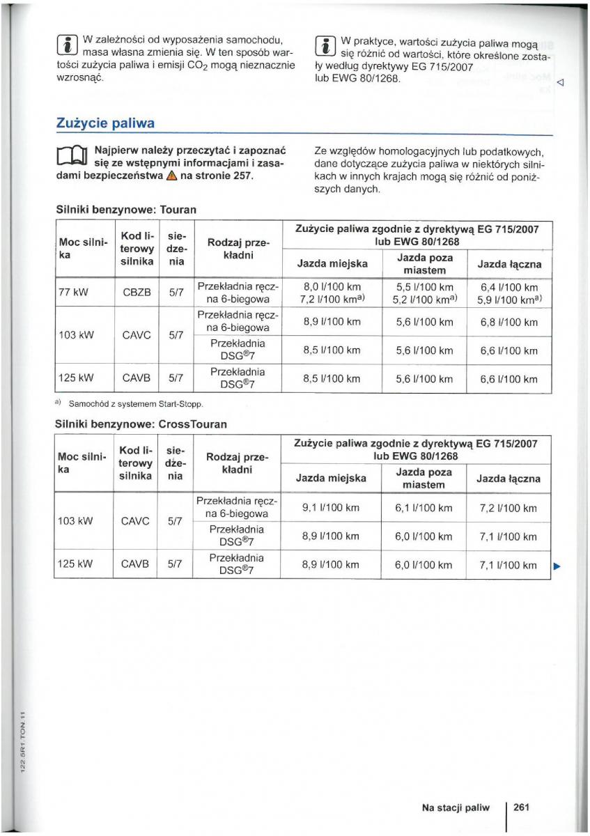 VW Touran I 1 2FL instrukcja obslugi / page 263