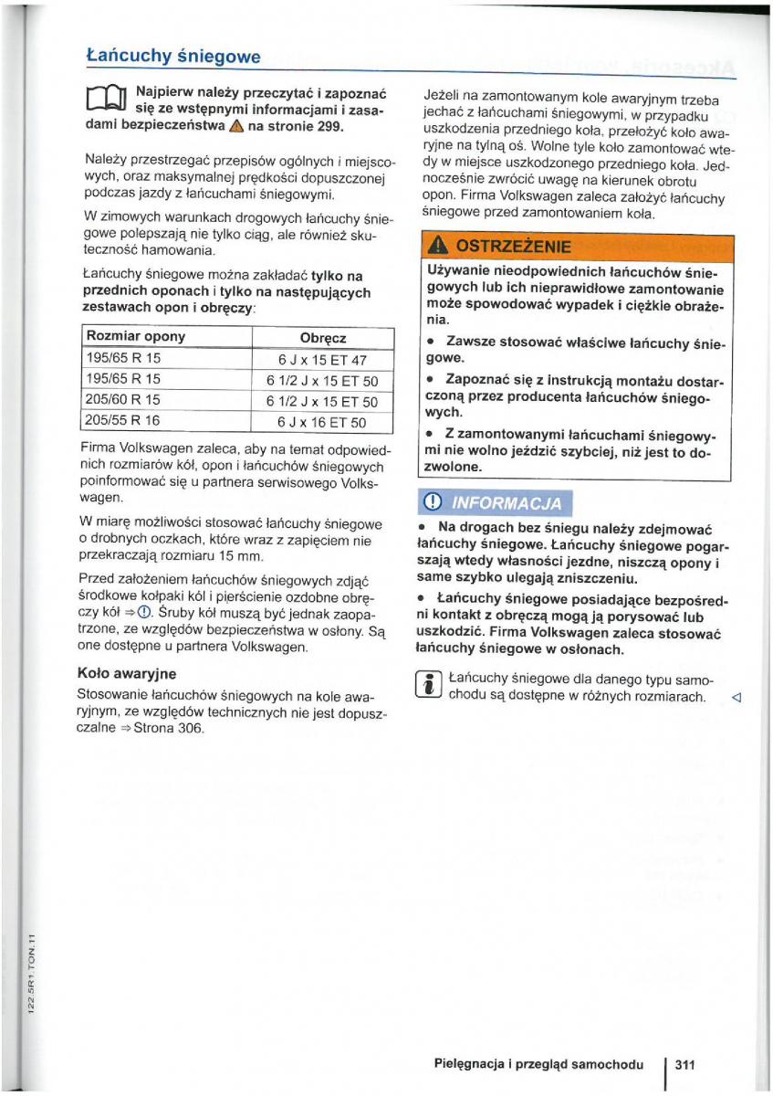 VW Touran I 1 2FL instrukcja obslugi / page 313