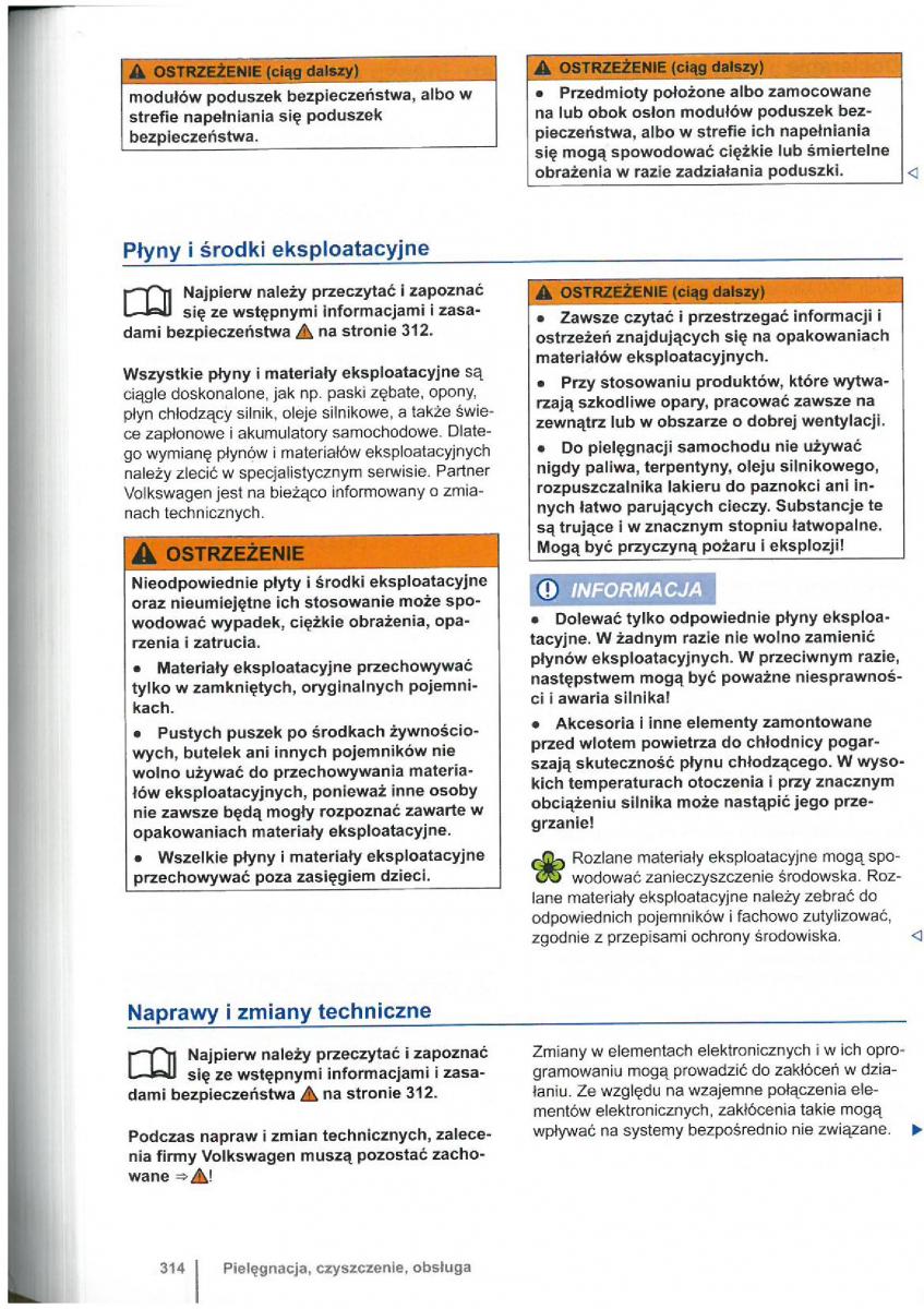 VW Touran I 1 2FL instrukcja obslugi / page 316