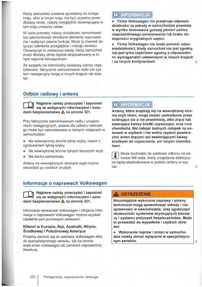 VW Touran I 1 2FL instrukcja obslugi / page 324