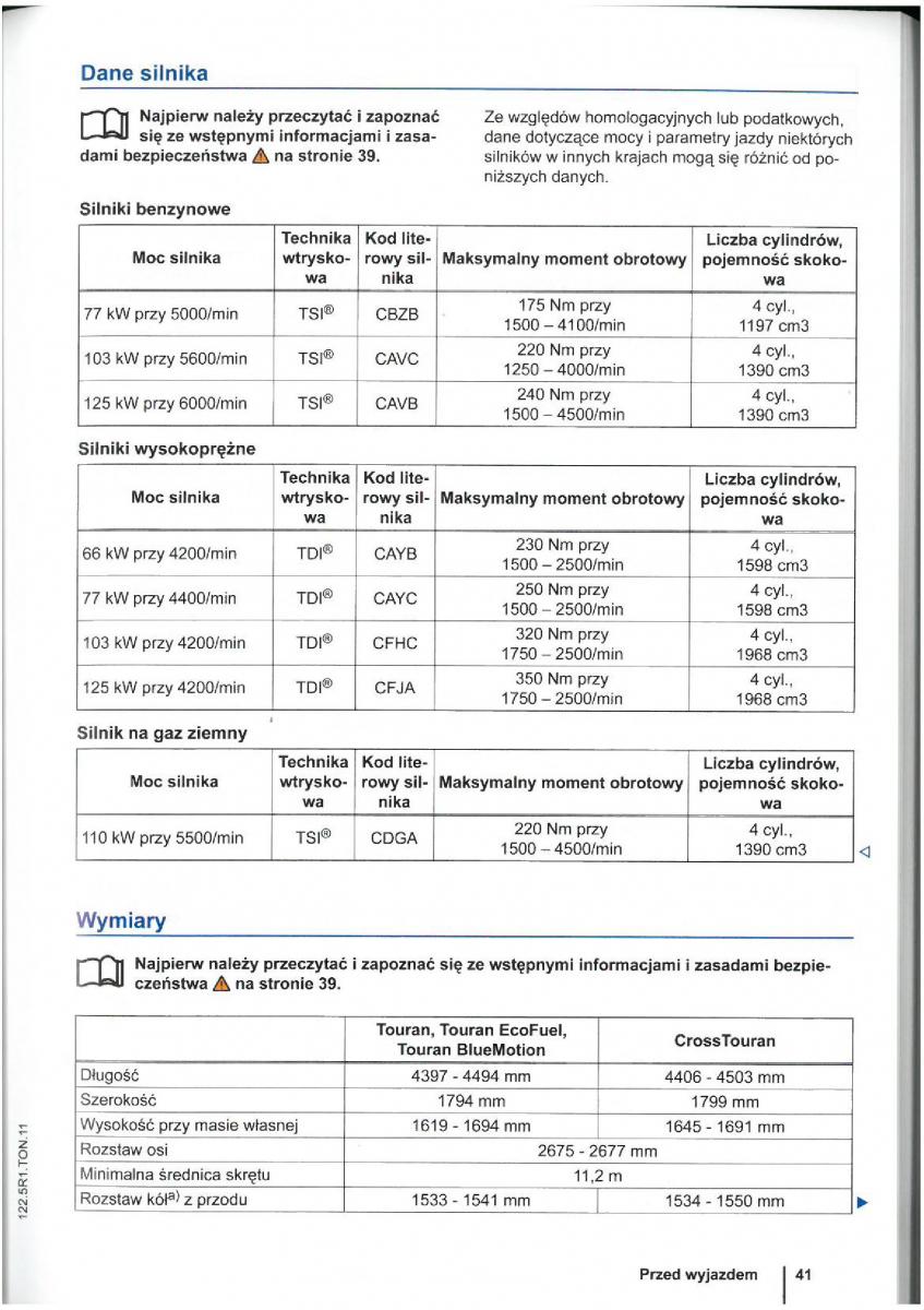 VW Touran I 1 2FL instrukcja obslugi / page 43