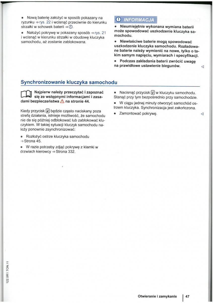 VW Touran I 1 2FL instrukcja obslugi / page 49