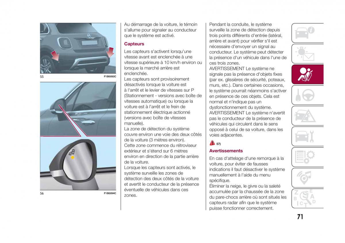 Fiat 500X manuel du proprietaire / page 73