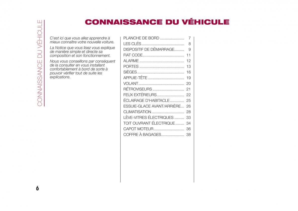 Fiat 500X manuel du proprietaire / page 8