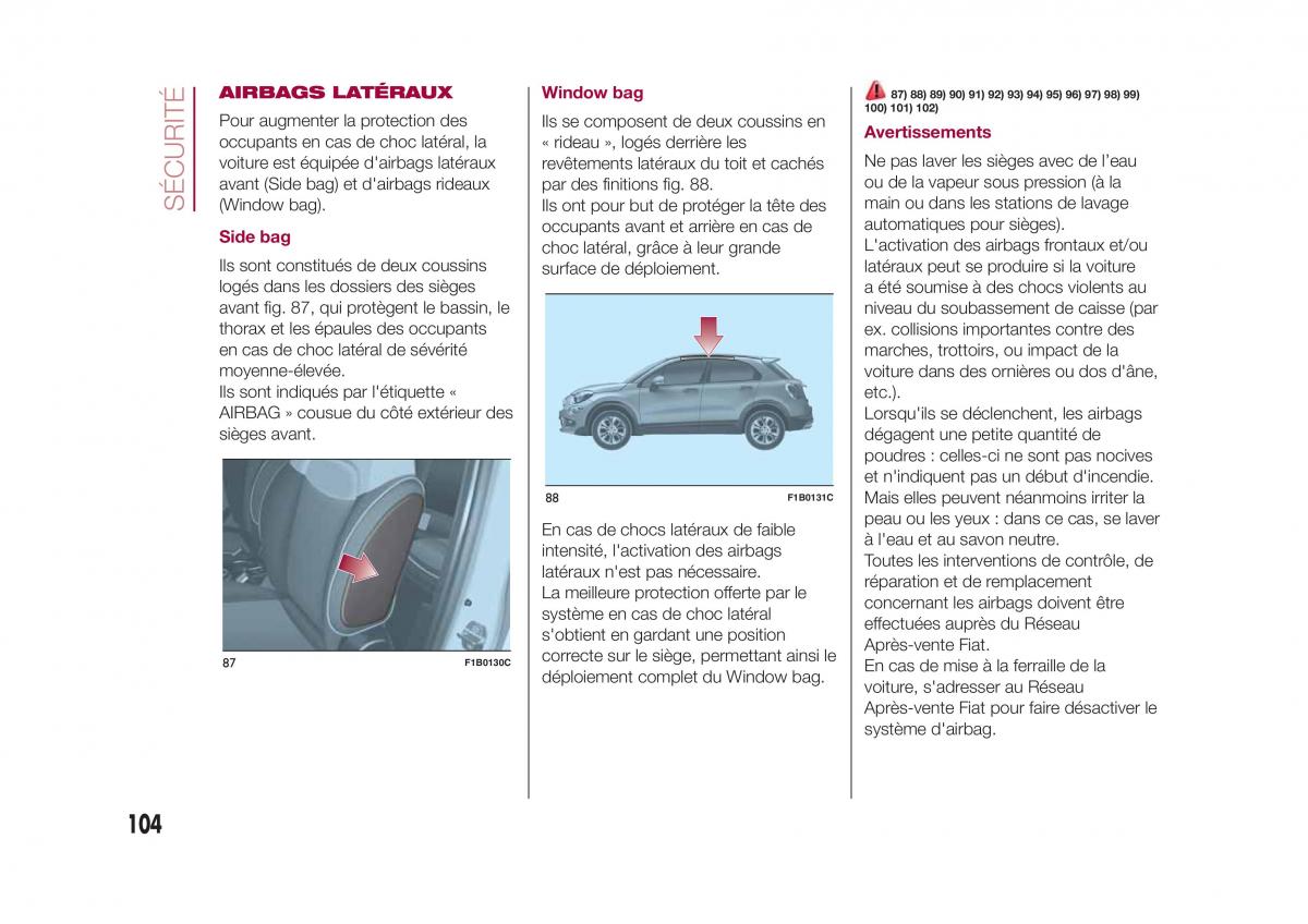 Fiat 500X manuel du proprietaire / page 106