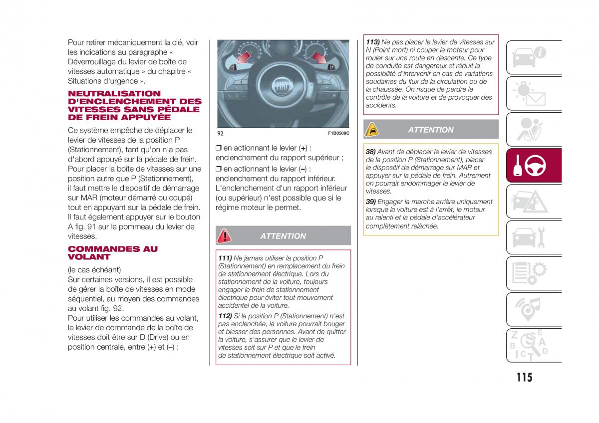 Fiat 500X manuel du proprietaire / page 117