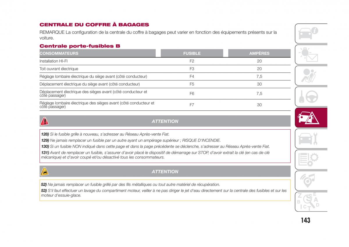 Fiat 500X manuel du proprietaire / page 145