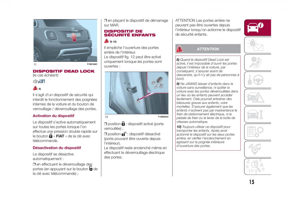 Fiat 500X manuel du proprietaire / page 17