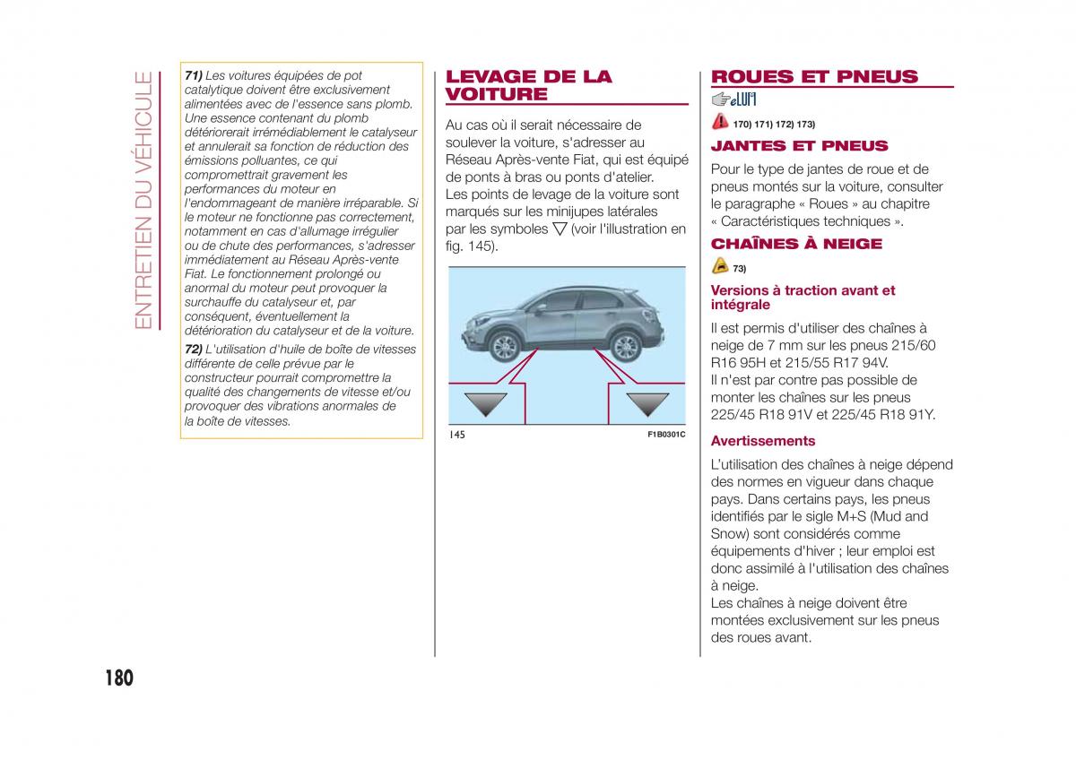 Fiat 500X manuel du proprietaire / page 182