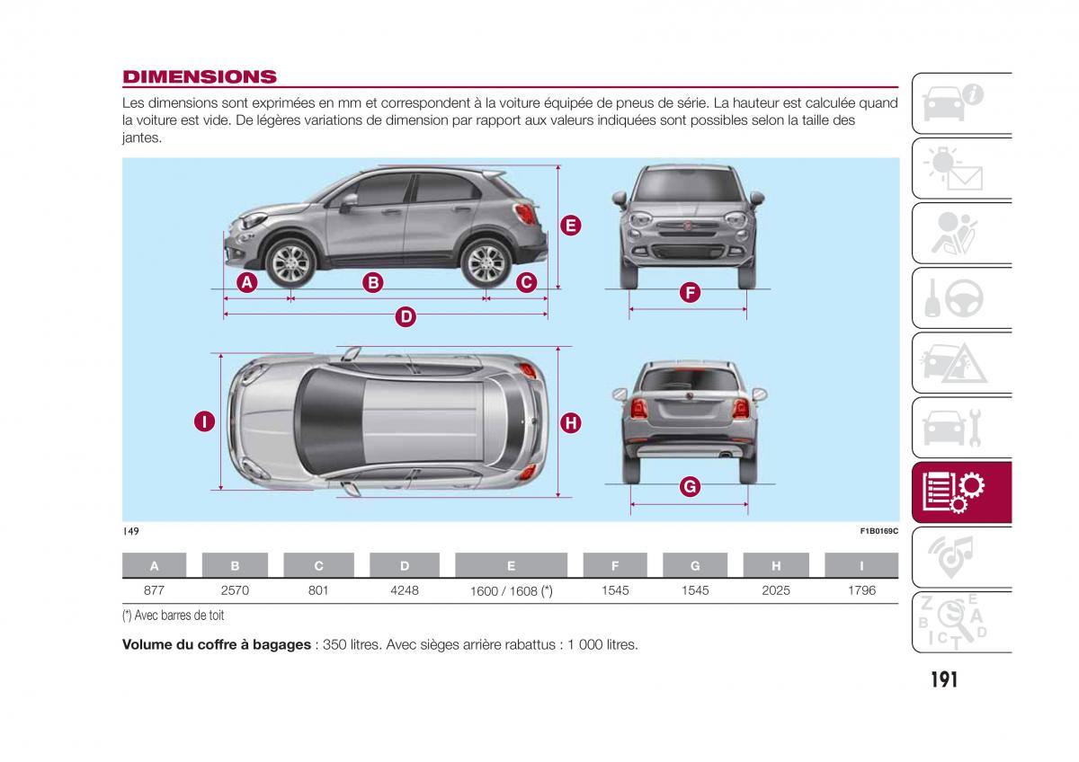 Fiat 500X manuel du proprietaire / page 193