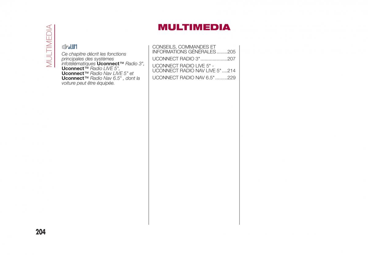 Fiat 500X manuel du proprietaire / page 206