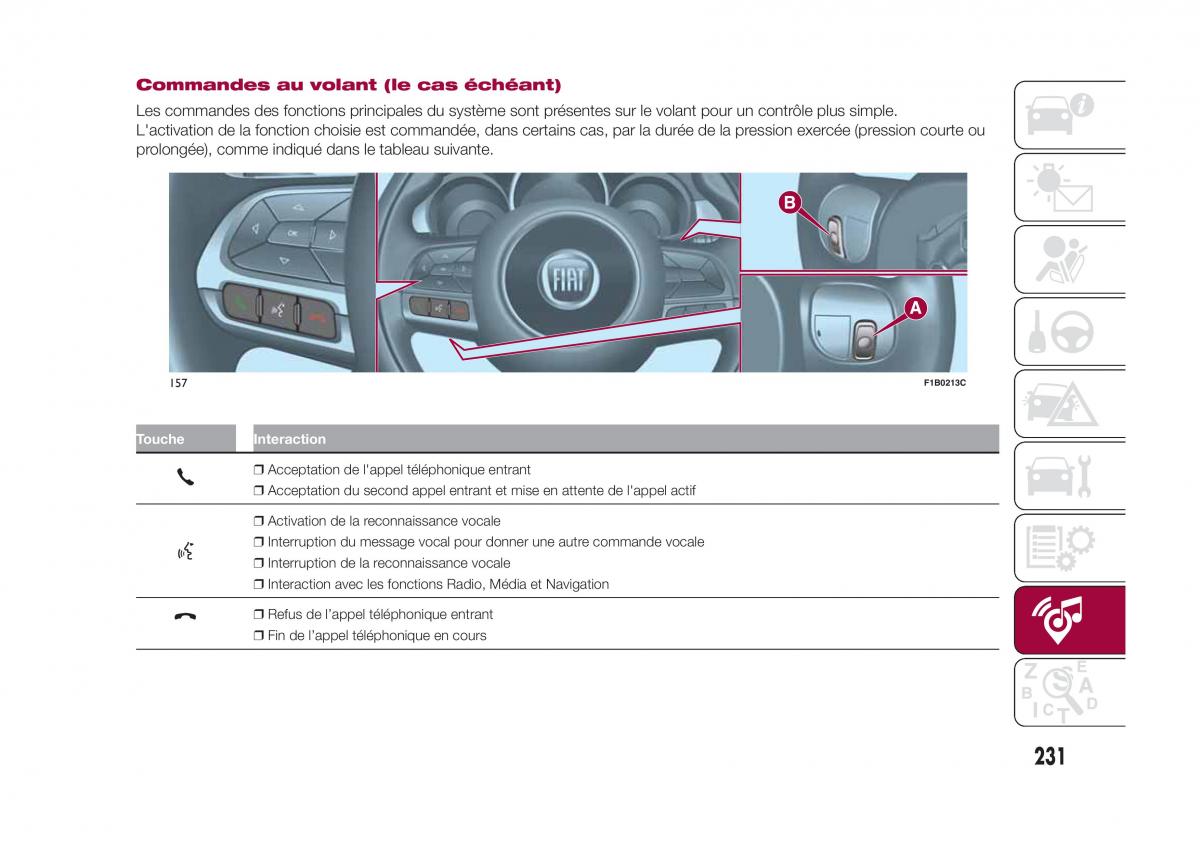 Fiat 500X manuel du proprietaire / page 233