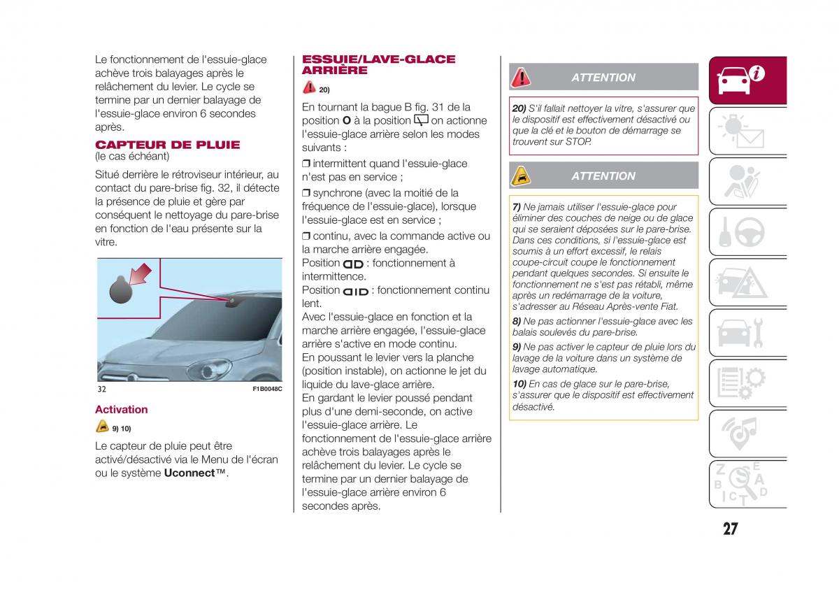 Fiat 500X manuel du proprietaire / page 29