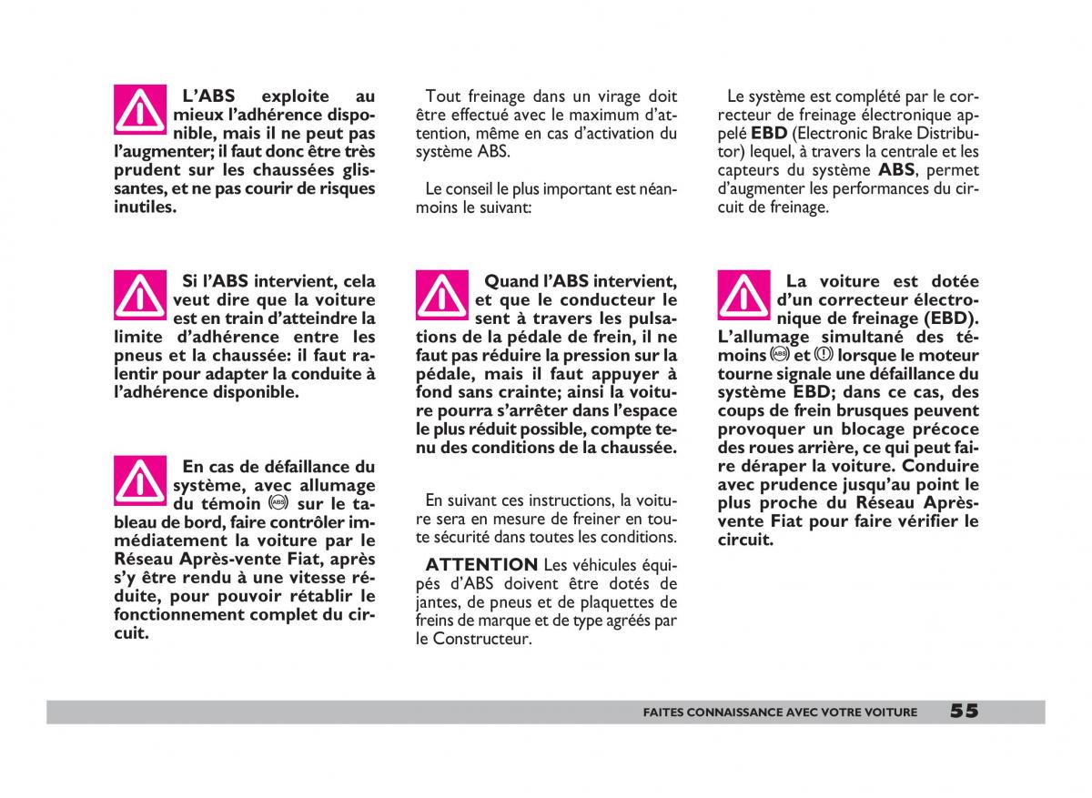 Fiat 600 Seicento manuel du proprietaire / page 56