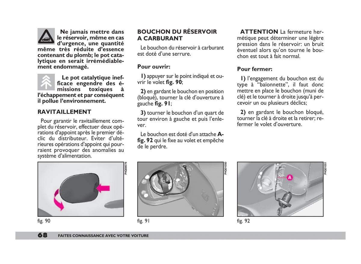 Fiat 600 Seicento manuel du proprietaire / page 69