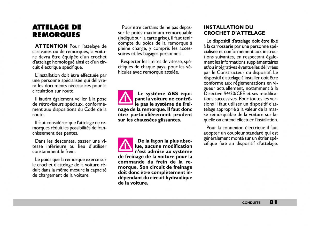 Fiat 600 Seicento manuel du proprietaire / page 82