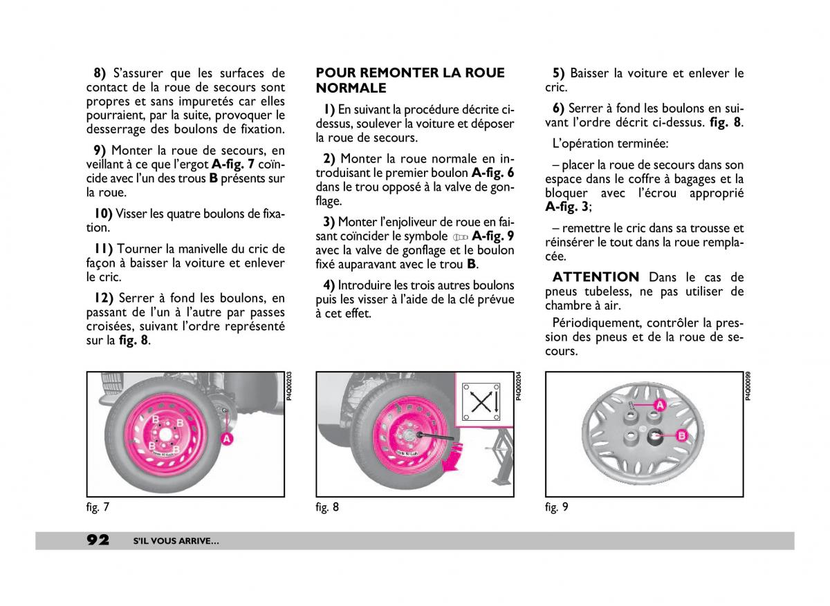 Fiat 600 Seicento manuel du proprietaire / page 93