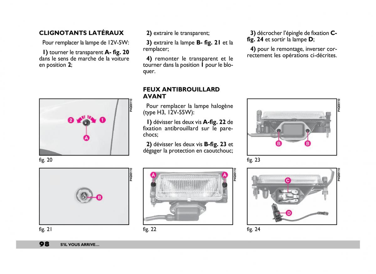 Fiat 600 Seicento manuel du proprietaire / page 99