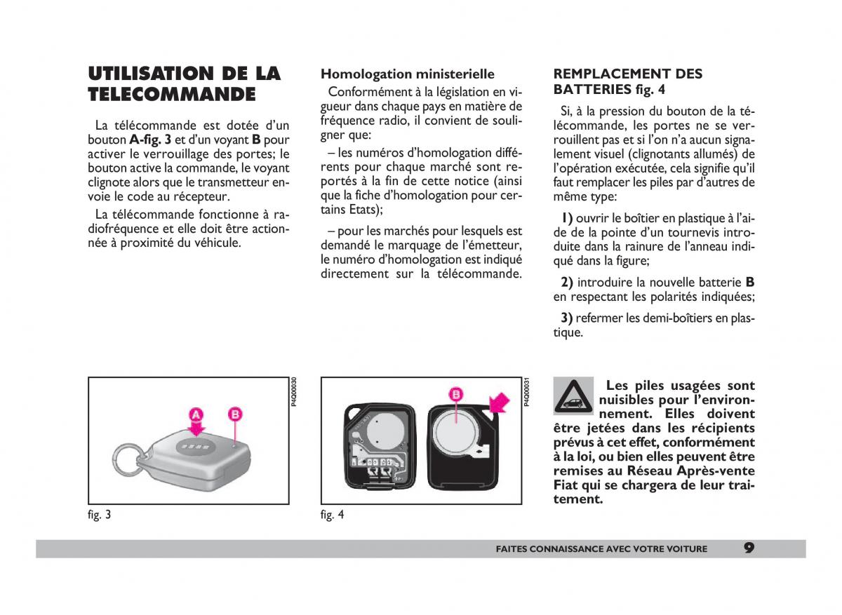 Fiat 600 Seicento manuel du proprietaire / page 10