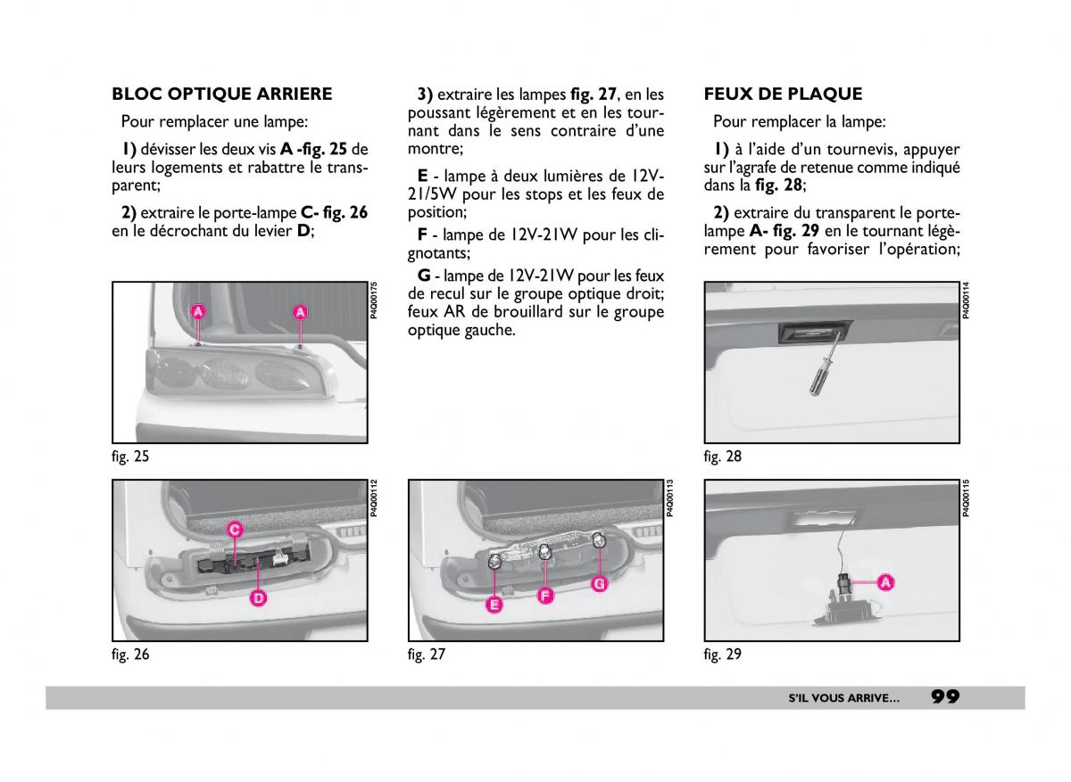 Fiat 600 Seicento manuel du proprietaire / page 100