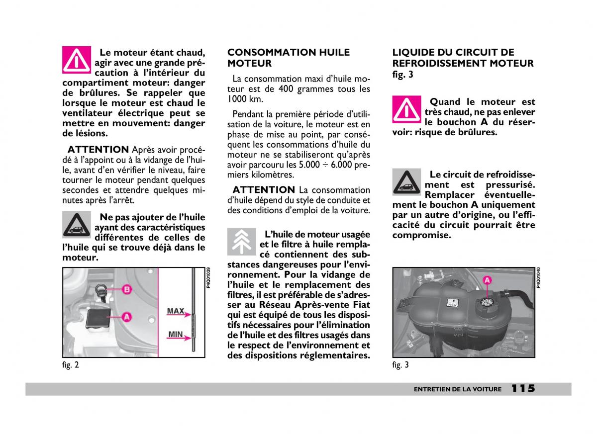 Fiat 600 Seicento manuel du proprietaire / page 116