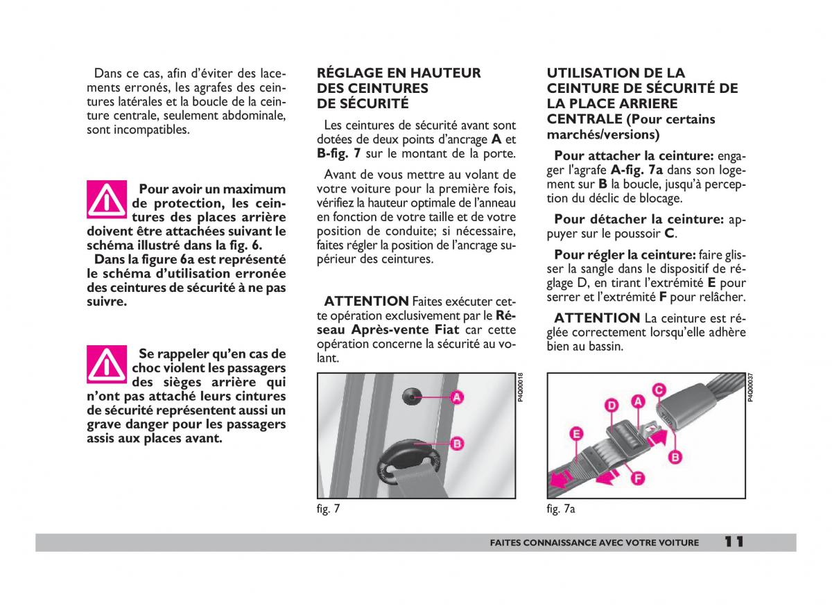 Fiat 600 Seicento manuel du proprietaire / page 12