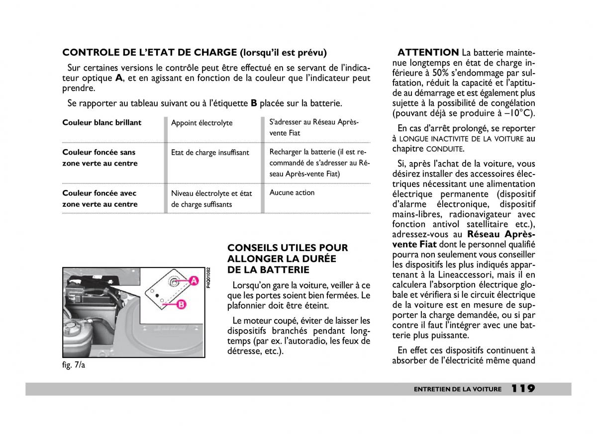 Fiat 600 Seicento manuel du proprietaire / page 120