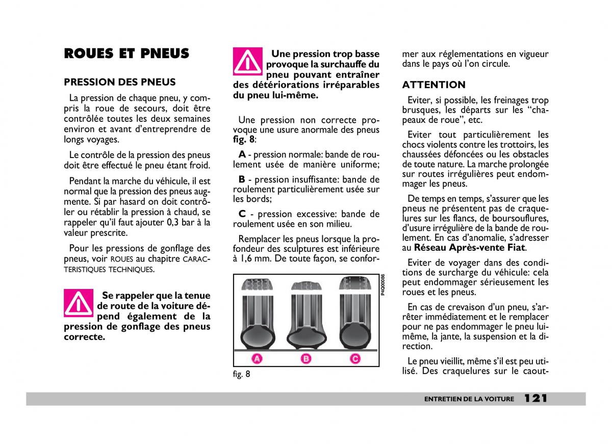 Fiat 600 Seicento manuel du proprietaire / page 122