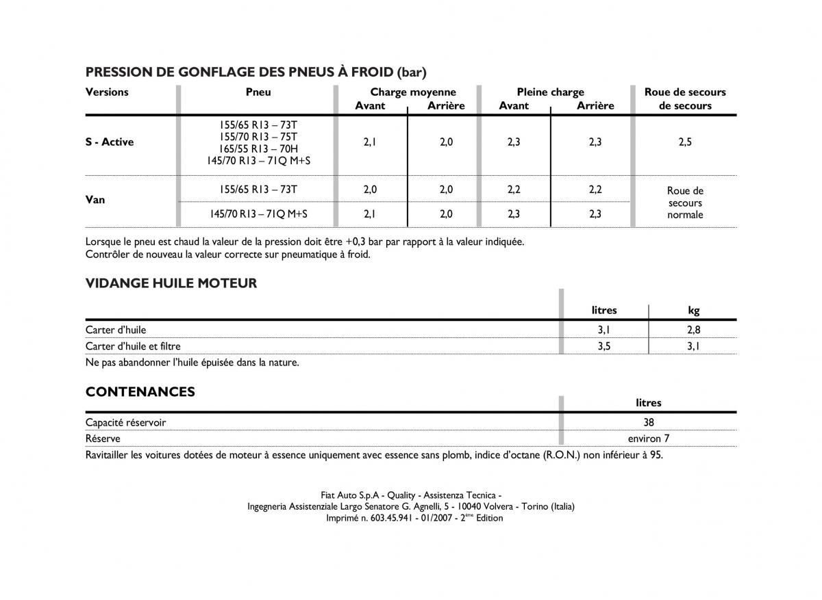 Fiat 600 Seicento manuel du proprietaire / page 153