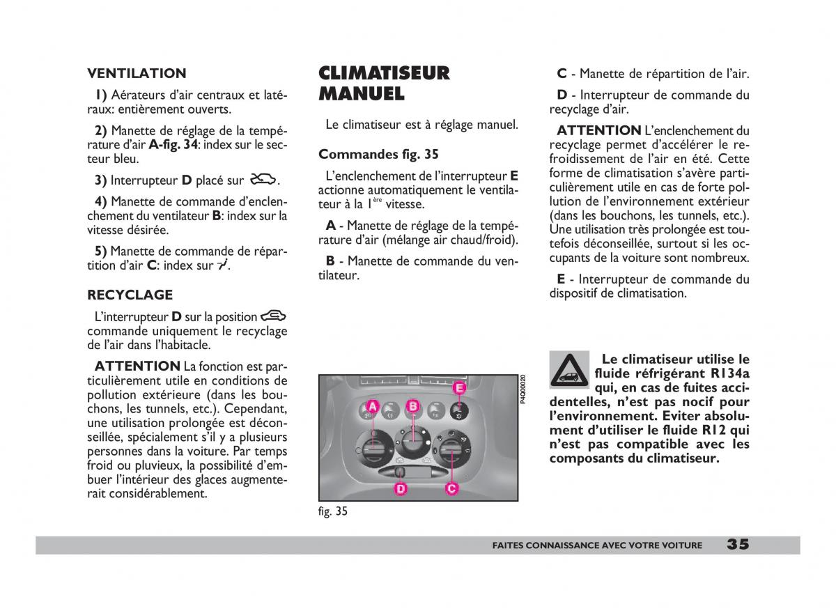 Fiat 600 Seicento manuel du proprietaire / page 36