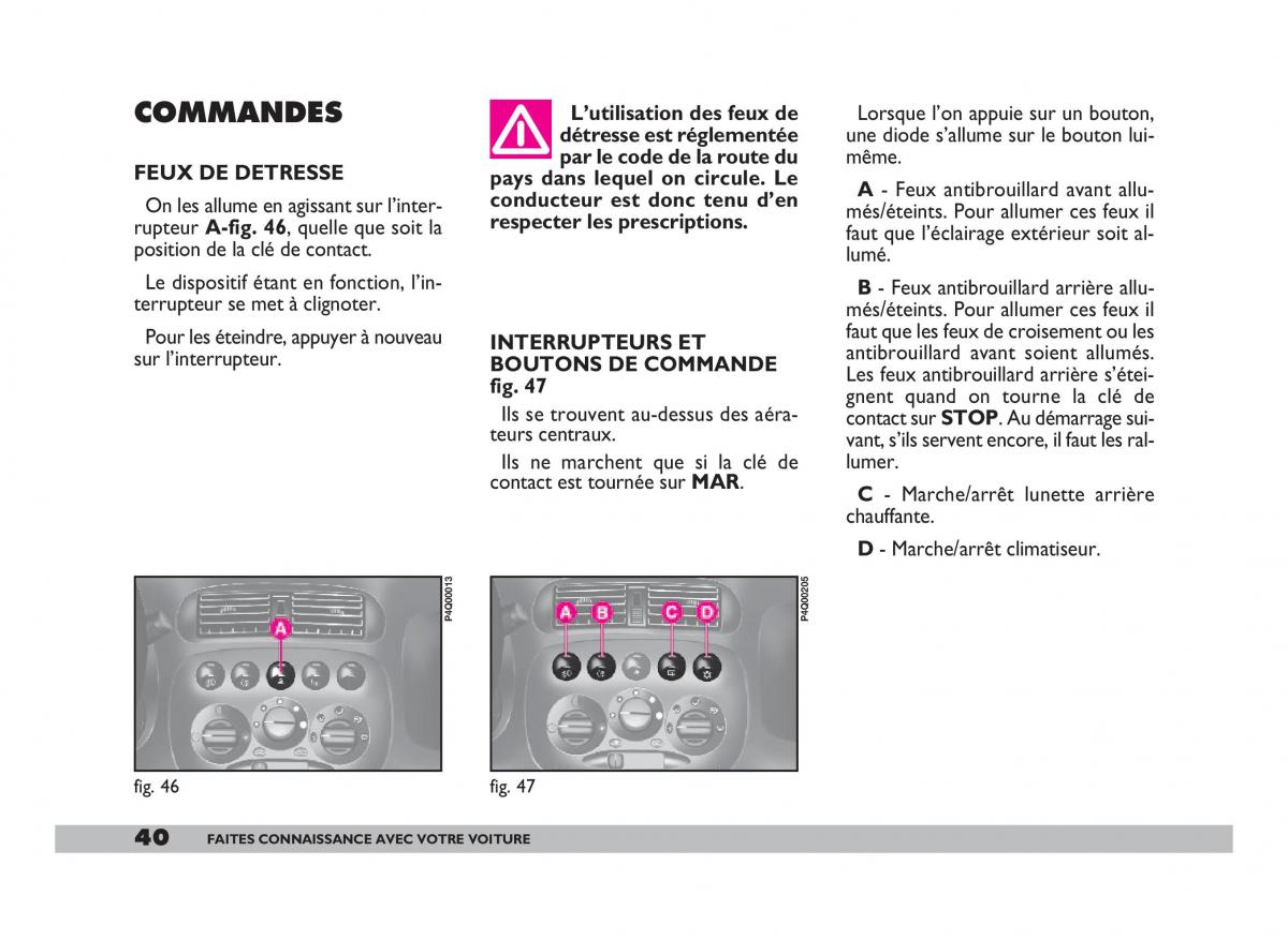 Fiat 600 Seicento manuel du proprietaire / page 41