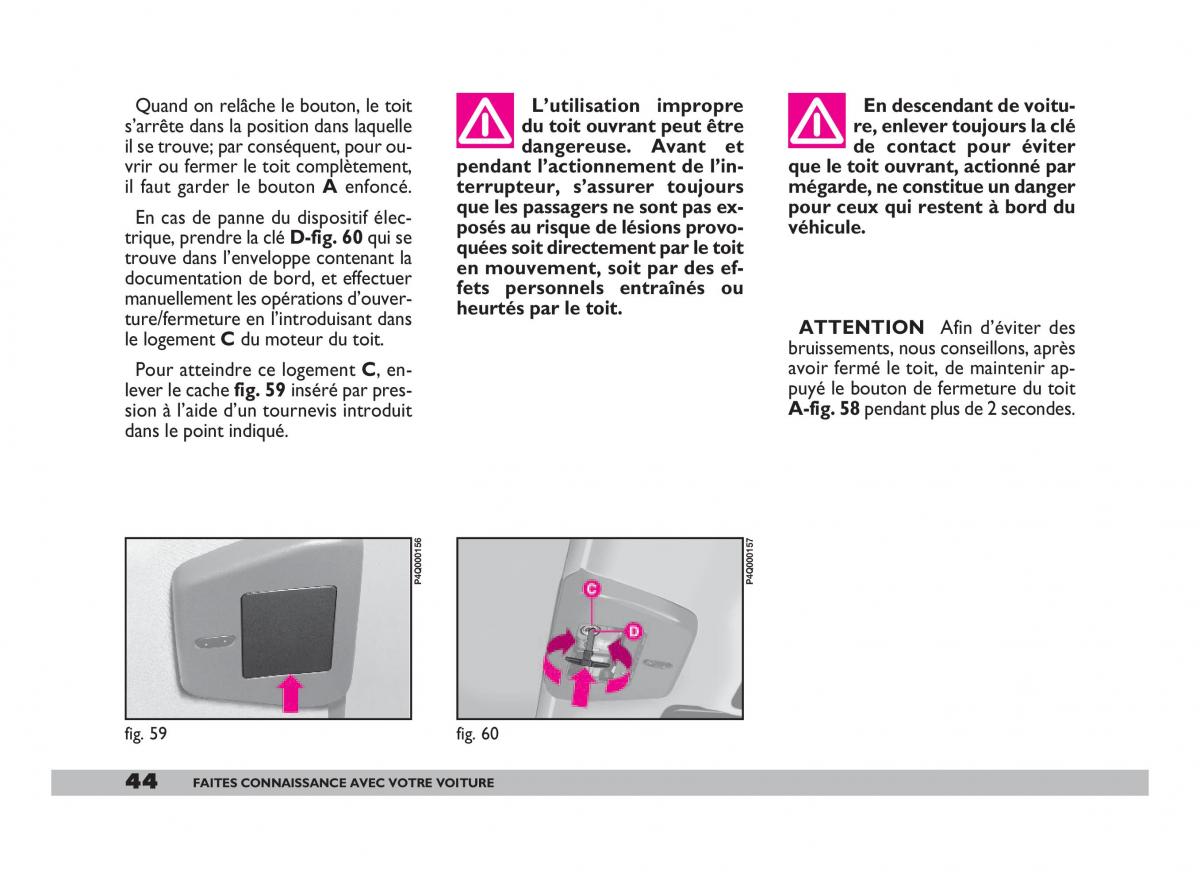 Fiat 600 Seicento manuel du proprietaire / page 45